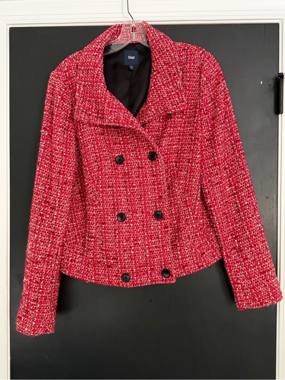 GAP Women's Red Tweed Double-Breasted Blazer